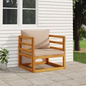 Sillón de jardín madera maciza acacia con cojines gris taupe by , Modular outdoor sofas - Ref: Foro24-360007, Price: 201,16 €...