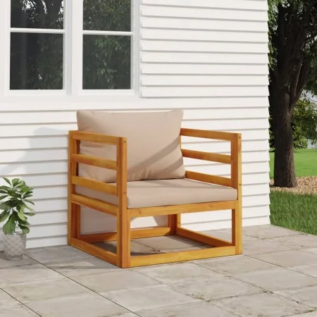 Sillón de jardín madera maciza acacia con cojines gris taupe by , Modular outdoor sofas - Ref: Foro24-360007, Price: 201,16 €...