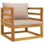 Sillón de jardín madera maciza acacia con cojines gris taupe by , Modular outdoor sofas - Ref: Foro24-360007, Price: 201,16 €...