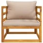 Sillón de jardín madera maciza acacia con cojines gris taupe by , Modular outdoor sofas - Ref: Foro24-360007, Price: 201,16 €...