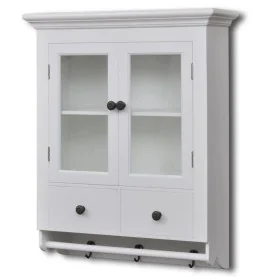 Armario de cocina de pared de madera y puerta de vidrio blanco by , Kitchen cabinets - Ref: Foro24-241374, Price: 169,57 €, D...