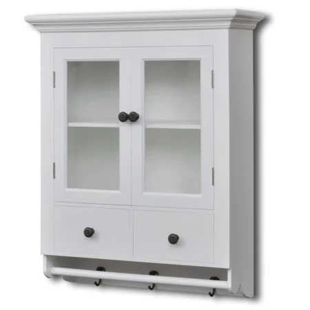 Armario de cocina de pared de madera y puerta de vidrio blanco de , Armarios de cocina - Ref: Foro24-241374, Precio: 170,26 €...