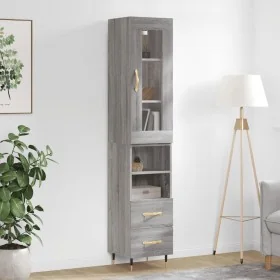 Aparador alto madera contrachapada gris Sonoma 34,5x34x180 cm by , Sideboards - Ref: Foro24-3199287, Price: 108,54 €, Discoun...