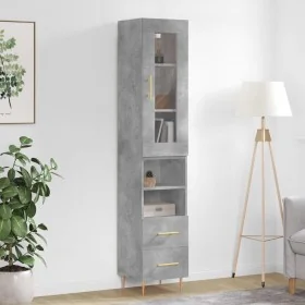 Aparador de madera contrachapada gris hormigón 34,5x34x180 cm by , Sideboards - Ref: Foro24-3199293, Price: 106,27 €, Discoun...