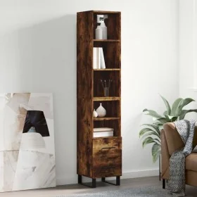 Aparador de madera contrachapada roble ahumado 34,5x34x180 cm by , Sideboards - Ref: Foro24-3189794, Price: 97,27 €, Discount: %