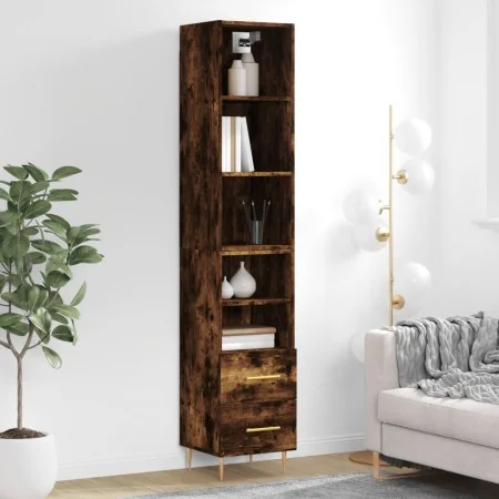 Aparador de madera contrachapada roble ahumado 34,5x34x180 cm de , Aparadores - Ref: Foro24-3189754, Precio: 91,78 €, Descuen...