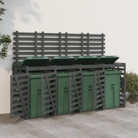 Cobertizo cuádruple para cubos de basura madera de pino gris by , Waste container supports - Ref: Foro24-3157699, Price: 550,...