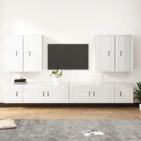 Set de muebles de TV 8 pzas madera contrachapada blanco brillo de , Muebles TV - Ref: Foro24-3188704, Precio: 440,83 €, Descu...