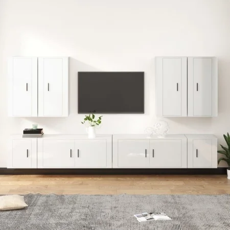 Set de muebles de TV 8 pzas madera contrachapada blanco brillo by , TV Furniture - Ref: Foro24-3188704, Price: 441,29 €, Disc...