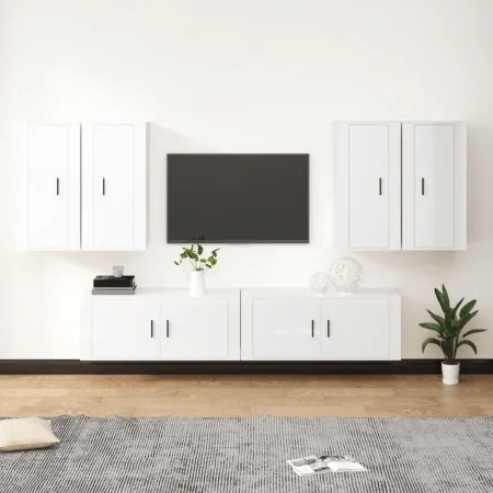 Set de muebles de TV 6 pzas madera contrachapada blanco brillo by , TV Furniture - Ref: Foro24-3188712, Price: 394,21 €, Disc...
