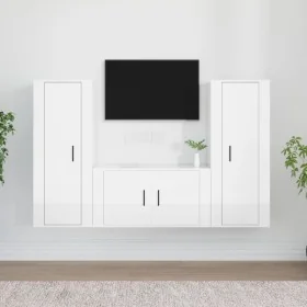 Set de muebles de TV 3 pzas madera contrachapada blanco brillo de , Muebles TV - Ref: Foro24-3188752, Precio: 166,41 €, Descu...