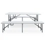Mesa de jardín plegable con 2 bancos acero y HDPE blanco 180 cm de , Conjuntos de jardín - Ref: Foro24-48833, Precio: 175,64 ...