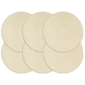 Manteles individuales redondos 6 uds algodón natural liso 38 cm by , Placemats - Ref: Foro24-133843, Price: 31,47 €, Discount: %