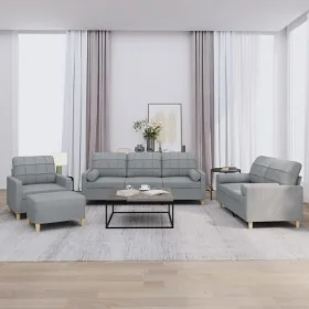 Juego de sofás con cojines 4 piezas tela gris claro von , Sofas - Ref: Foro24-3201266, Preis: 670,33 €, Rabatt: %