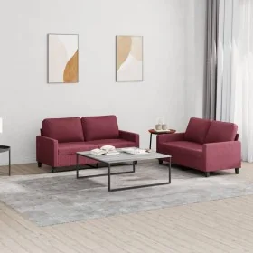 Juego de sofás con cojines 2 piezas tela rojo tinto by , Sofas - Ref: Foro24-3201450, Price: 399,46 €, Discount: %