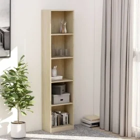 Estantería de 5 niveles contrachapada color roble 40x24x175cm by , Bookcases and shelves - Ref: Foro24-800849, Price: 109,41 ...