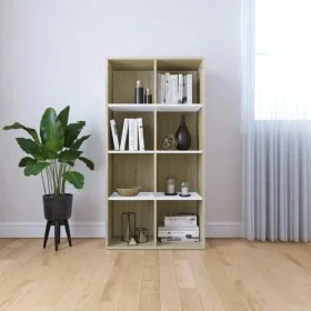 Estantería/Aparador contrachapada blanco y roble 66x30x130 cm by , Bookcases and shelves - Ref: Foro24-800158, Price: 66,82 €...