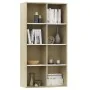 Estantería/Aparador contrachapada blanco y roble 66x30x130 cm de , Librerías y estanterías - Ref: Foro24-800158, Precio: 66,8...