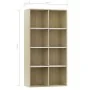 Estantería/Aparador contrachapada blanco y roble 66x30x130 cm de , Librerías y estanterías - Ref: Foro24-800158, Precio: 66,8...