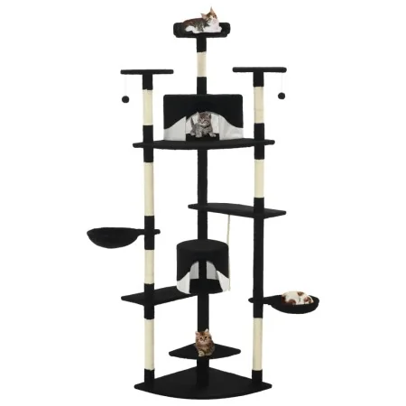 Rascador para gatos con poste de sisal negro y blanco 203 cm de , Mobiliario para gatos - Ref: Foro24-170530, Precio: 143,01 ...
