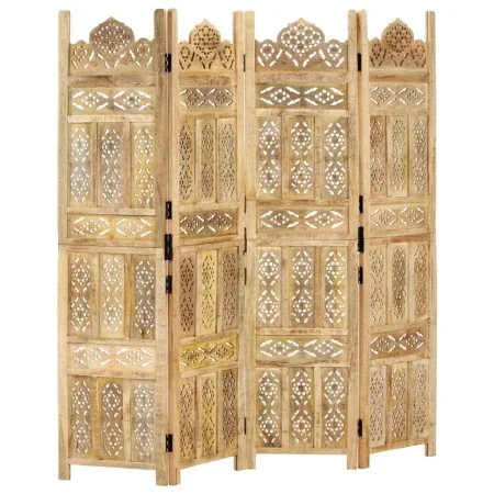 Biombo 4 paneles tallado a mano madera maciza mango 160x165 cm by , Room dividers - Ref: Foro24-285316, Price: 293,09 €, Disc...