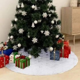 Falda del árbol de Navidad de lujo blanca cuero sintético 122cm by , Christmas tree footmuff - Ref: Foro24-330273, Price: 23,...