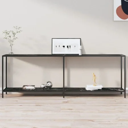 Mesa consola vidrio templado negro 220x35x75,5 cm de , Mesas auxiliares - Ref: Foro24-331713, Precio: 135,97 €, Descuento: %
