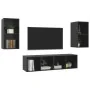 Muebles de salón de pared 4 pzas madera ingeniería negro brillo by , TV Furniture - Ref: Foro24-3079878, Price: 152,48 €, Dis...