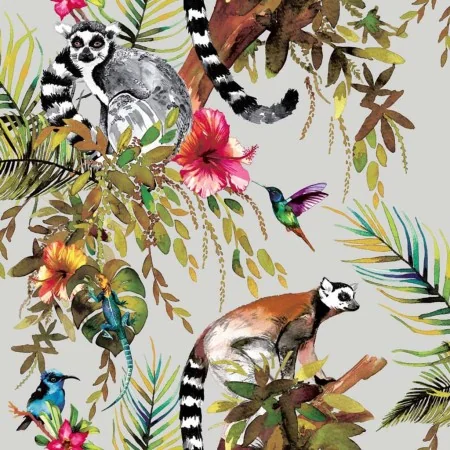 DUTCH WALLCOVERINGS Papel pintado lémur plateado de , Papel pintado - Ref: Foro24-426212, Precio: 26,40 €, Descuento: %