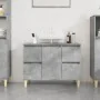 Armario de lavabo madera contrachapada gris hormigón 80x33x60cm de , Tocadores de baño - Ref: Foro24-821272, Precio: 93,64 €,...