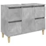 Armario de lavabo madera contrachapada gris hormigón 80x33x60cm de , Tocadores de baño - Ref: Foro24-821272, Precio: 93,64 €,...