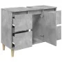 Armario de lavabo madera contrachapada gris hormigón 80x33x60cm de , Tocadores de baño - Ref: Foro24-821272, Precio: 93,64 €,...