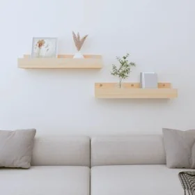 Estantes de pared 2 uds madera maciza de pino 50x12x9 cm by , Shelves and shelves - Ref: Foro24-823584, Price: 21,37 €, Disco...