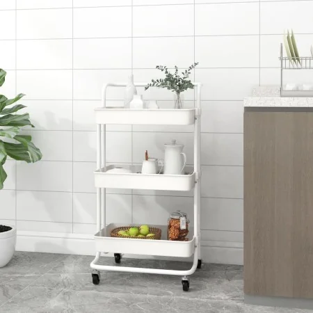 Carrito de cocina 3 niveles hierro y ABS blanco 42x35x85 cm by , Kitchen and dining carts - Ref: Foro24-336336, Price: 46,34 ...