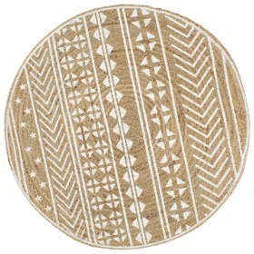 Alfombra de yute tejida a mano con estampado blanco 150 cm de , Alfombras - Ref: Foro24-133694, Precio: 62,64 €, Descuento: %