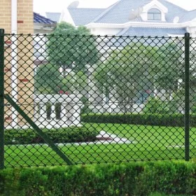 Valla de tela metálica con postes acero verde 1,5x25 m by , fence panels - Ref: Foro24-140359, Price: 241,03 €, Discount: %