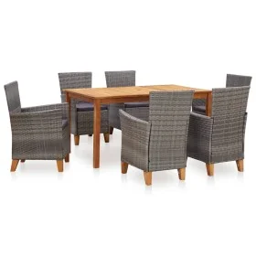 Set de comedor 7 pzas ratán sintético madera maciza acacia gris by , Garden sets - Ref: Foro24-46001, Price: 602,96 €, Discou...