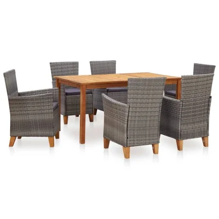 Set de comedor 7 pzas ratán sintético madera maciza acacia gris von , Gartensets - Ref: Foro24-46001, Preis: 602,96 €, Rabatt: %