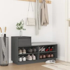 Mueble zapatero de madera maciza de pino gris 110x34x61 cm by , Shoe racks and shoe organizers - Ref: Foro24-814451, Price: 1...