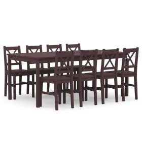 Conjunto de comedor 9 piezas madera de pino marrón oscuro von , Möbelsets für Küchen und Esszimmer - Ref: Foro24-283389, Prei...