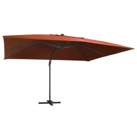 Sombrilla de jardín voladiza con luces LED terracota 400x300 cm by , Umbrellas - Ref: Foro24-312319, Price: 280,08 €, Discoun...