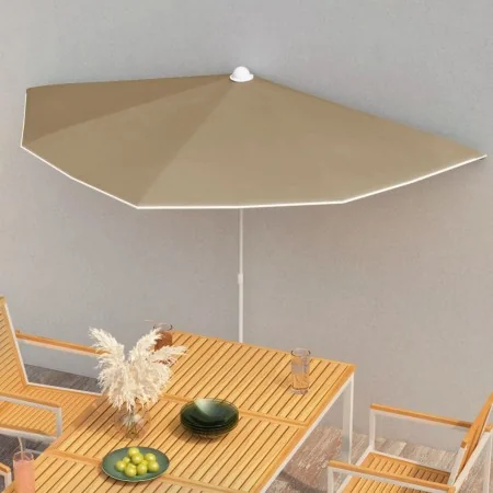 Sombrilla de jardín semicircular con palo taupe 180x90 cm von , Sonnenschirme - Ref: Foro24-315562, Preis: 24,20 €, Rabatt: %