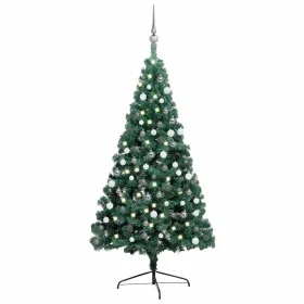 Medio árbol de Navidad con luces y bolas verde 120 cm by , Christmas trees - Ref: Foro24-3077649, Price: 42,64 €, Discount: %