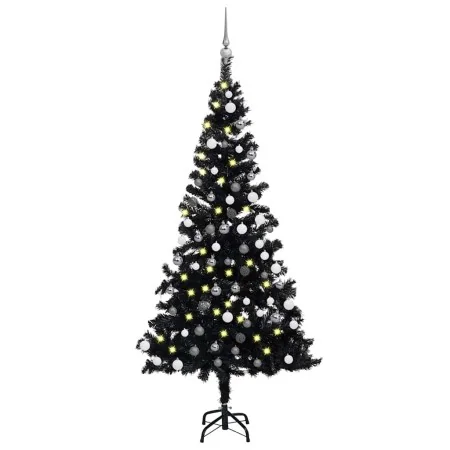 Árbol de Navidad preiluminado con luces y bolas negro 150 cm by , Christmas trees - Ref: Foro24-3077675, Price: 48,52 €, Disc...