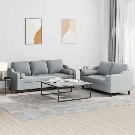 Juego de sofás con cojines 2 piezas tela gris claro by , Sofas - Ref: Foro24-3201850, Price: 504,13 €, Discount: %