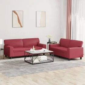 Juego de sofás 2 piezas cuero sintético rojo tinto by , Sofas - Ref: Foro24-3201917, Price: 534,02 €, Discount: %