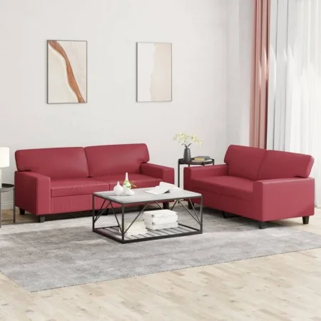 Juego de sofás 2 piezas cuero sintético rojo tinto by , Sofas - Ref: Foro24-3201917, Price: 534,02 €, Discount: %