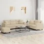 Juego de sofás con cojines 3 piezas tela microfibra crema by , Sofas - Ref: Foro24-3202360, Price: 630,30 €, Discount: %