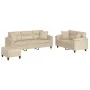 Juego de sofás con cojines 3 piezas tela microfibra crema by , Sofas - Ref: Foro24-3202360, Price: 630,30 €, Discount: %