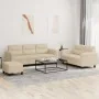 Juego de sofás con cojines 3 piezas tela microfibra crema by , Sofas - Ref: Foro24-3202348, Price: 603,05 €, Discount: %